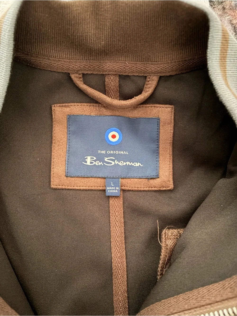 Ben Sherman Brown Bomber Jacket with Gray Trim
